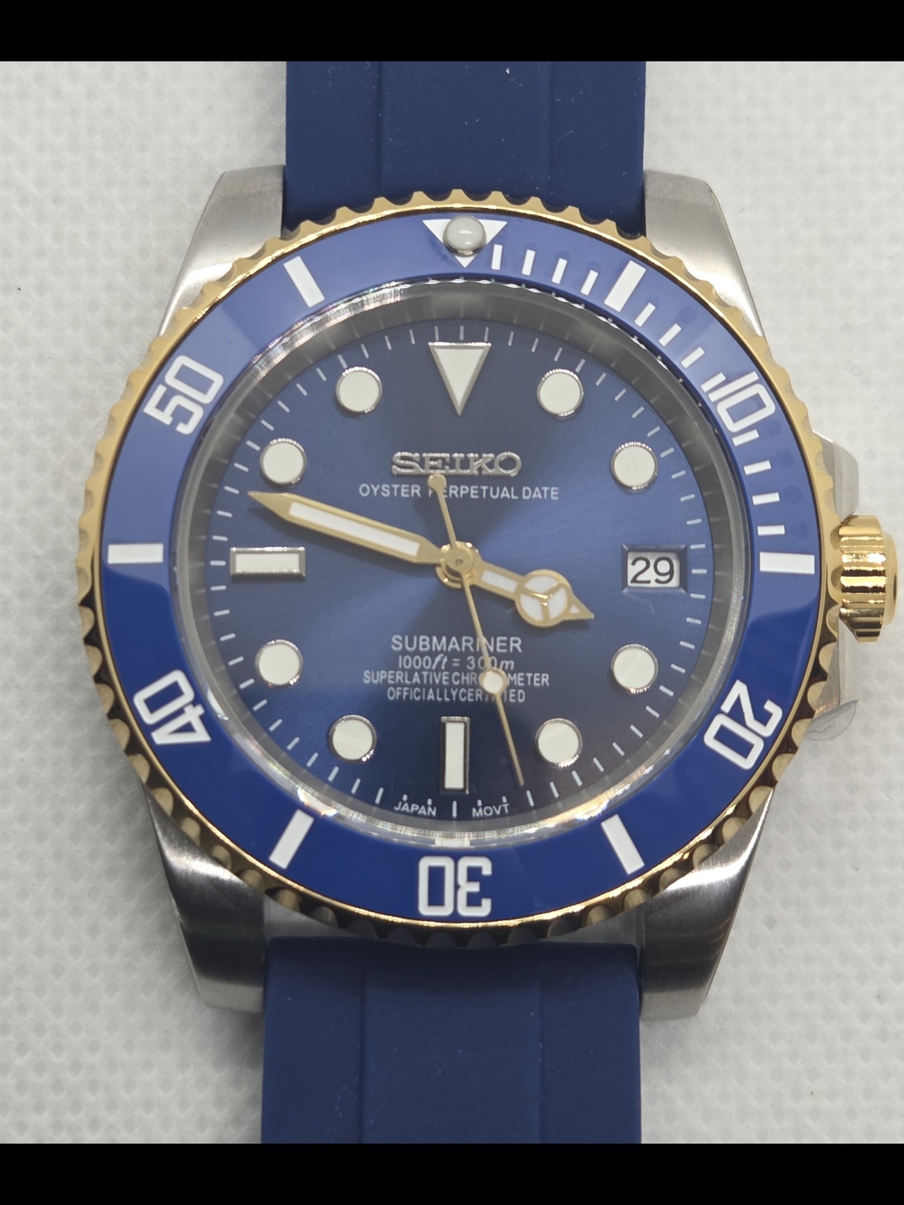 Custom 40mm Automatic Seiko Mod Watch Bluesy Submariner NH35
